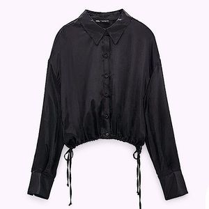 ✨NEW!! ZARA ruched satin effect shirt